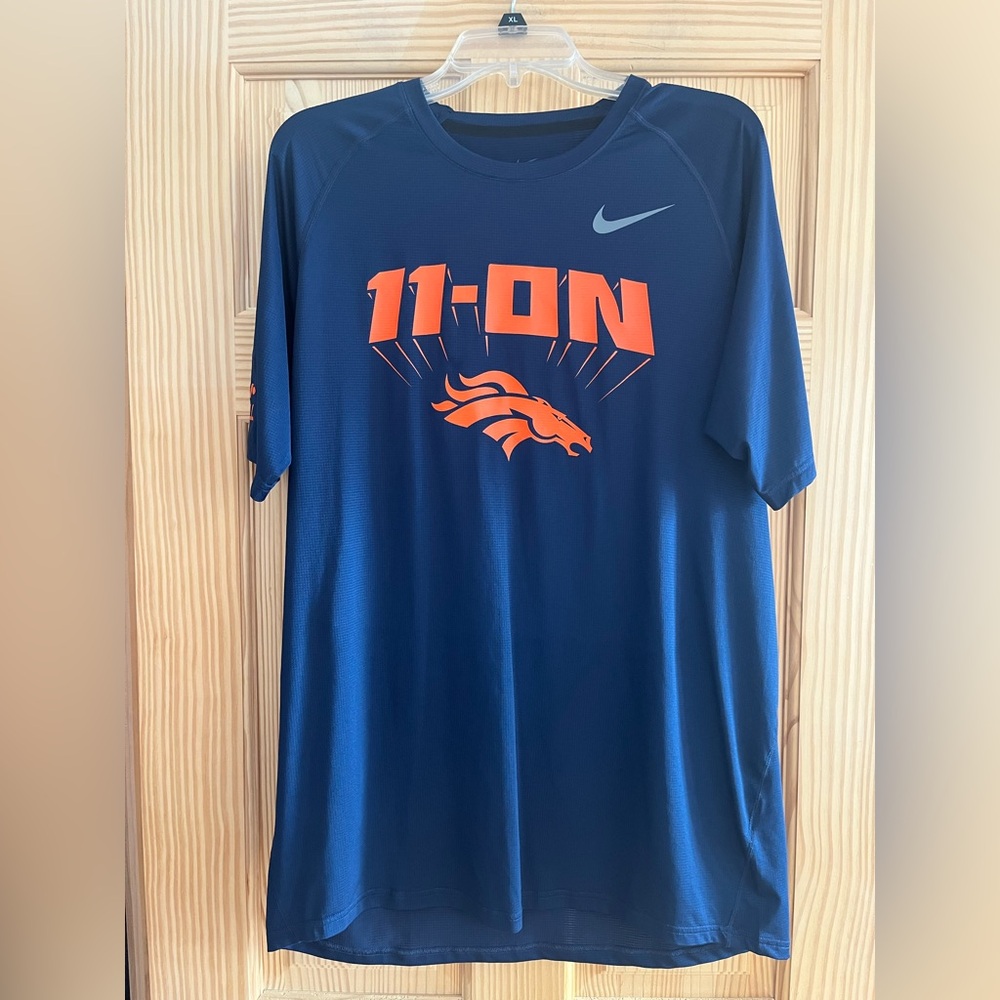 Nike Pro Denver Broncos Navy Blue Compression Shirt  "11-ON"‎ Graphics Size XL